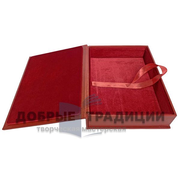 Gift box for books of genuine leather red (SKU 1100)