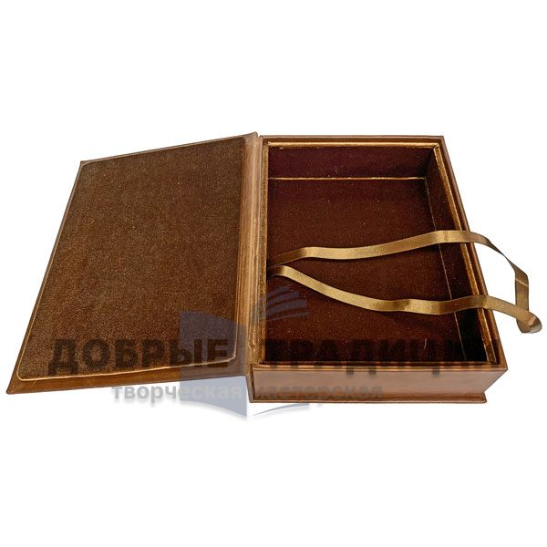 Gift box for books made of genuine leather brown (article 1102)