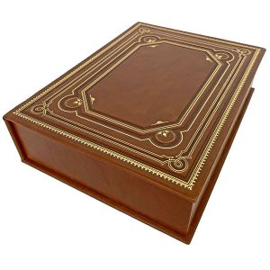 Подарочная коробка для книги из натуральной кожи коричневая (Артикул 1102)