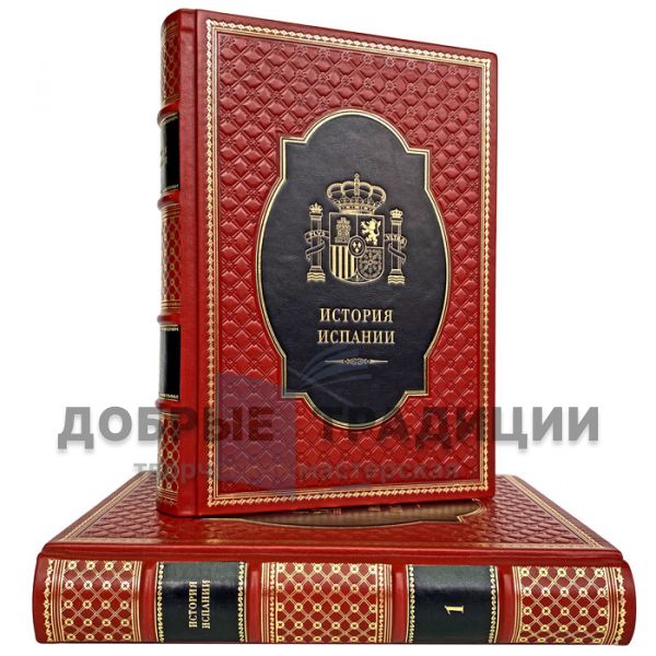 The History of Spain in 2 volumes. Gift books bound in leather