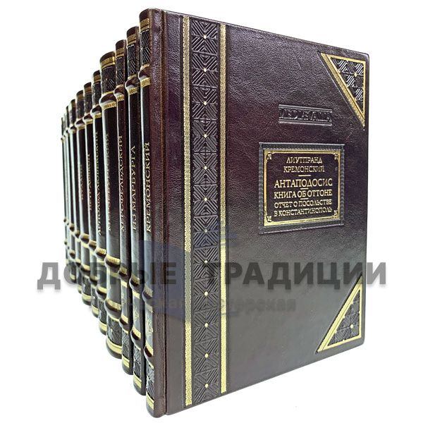 Book series "Mediaevalia: medieval literary monuments and sources" in 11 books. Leather binding.