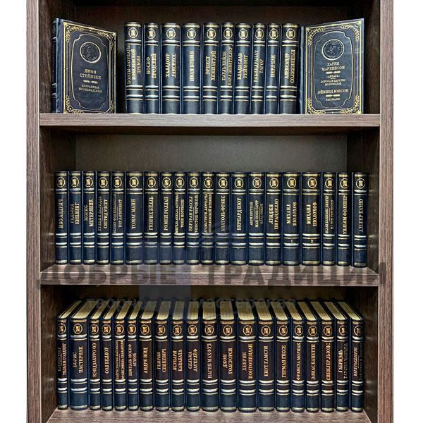 Winners of the Nobel prize for literature in 52 volumes. Gift books bound in leather.