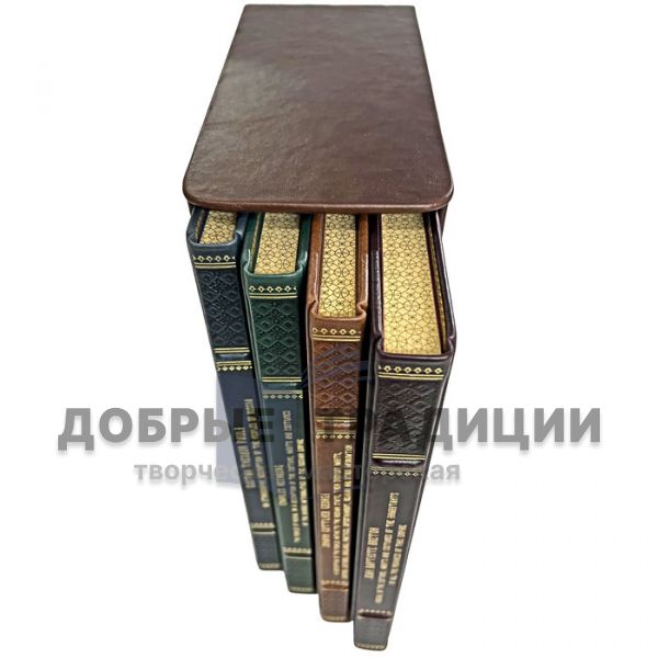 Ethnographic description of the peoples of Russia in 4 volumes in English. Gift books in a leather cover and a genuine leather case